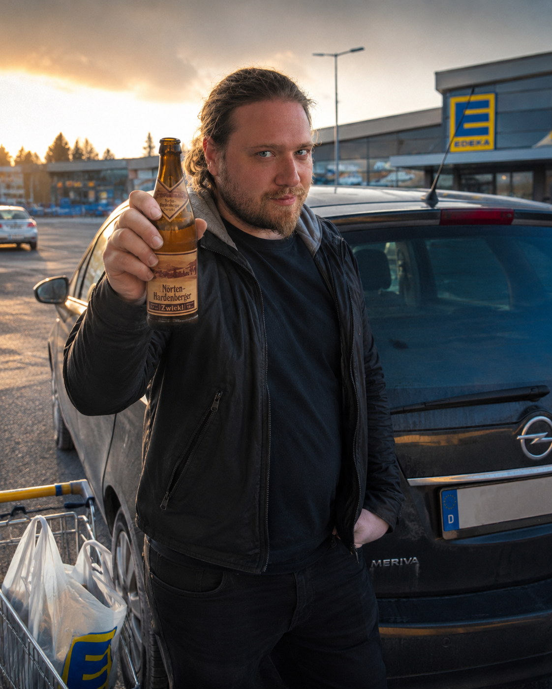 Warehouse Warlord vor dem Edeka